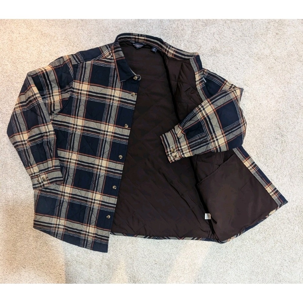 Men's Navy Chore Heavy Quilted Shirt Jacket Shacket XXL Workwear 2XL - Picture 4 of 16